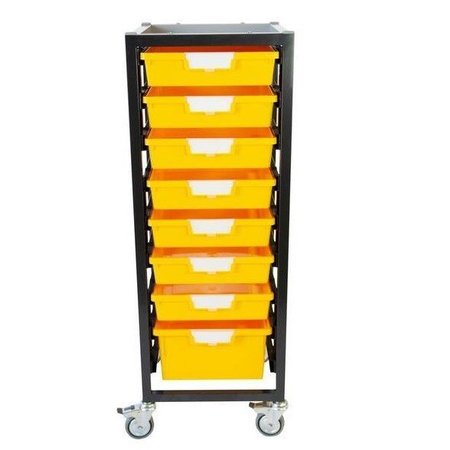 STORSYSTEM Commercial Grade Mobile Bin Storage Cart with 8 Yellow High Impact Polystyrene Bins/Trays CE2097DG-7S1DPY